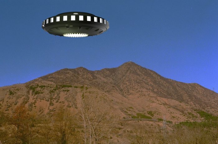 A UFO superimposed onto a picture of Mount Musine