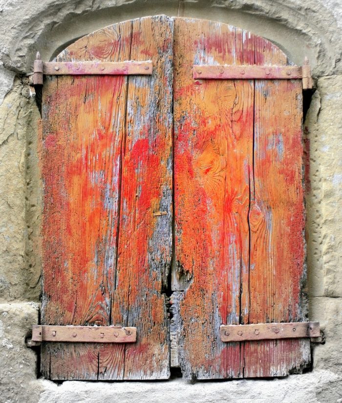 Old-fashioned window shutters