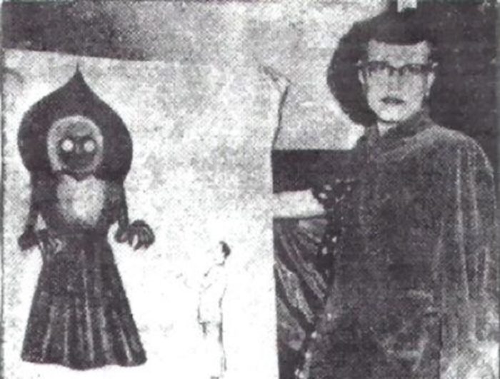 One of the witnesses with a sketch of the Flatwoods Monster