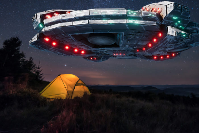 Superimposed UFO over a tent