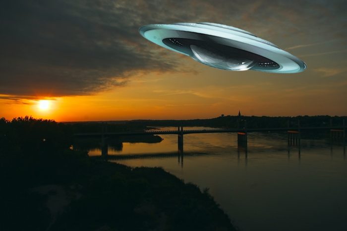 Flying saucer over river