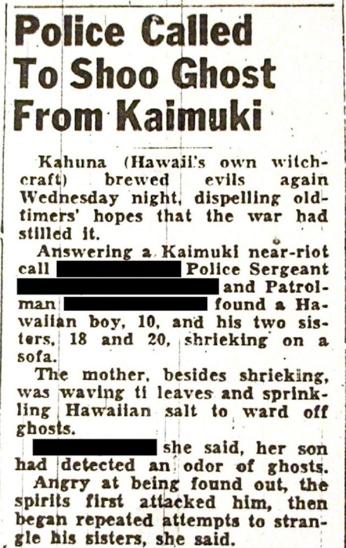 Newspaper report from the The Kaimuki House incident