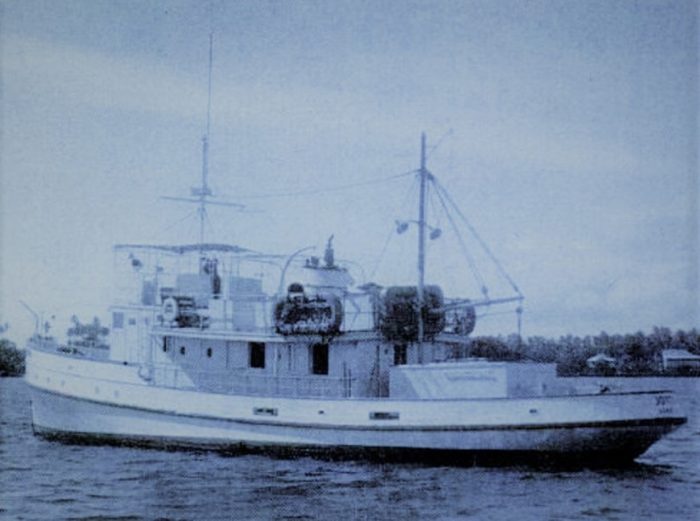 The MV Joyita on the water before the fateful voyage