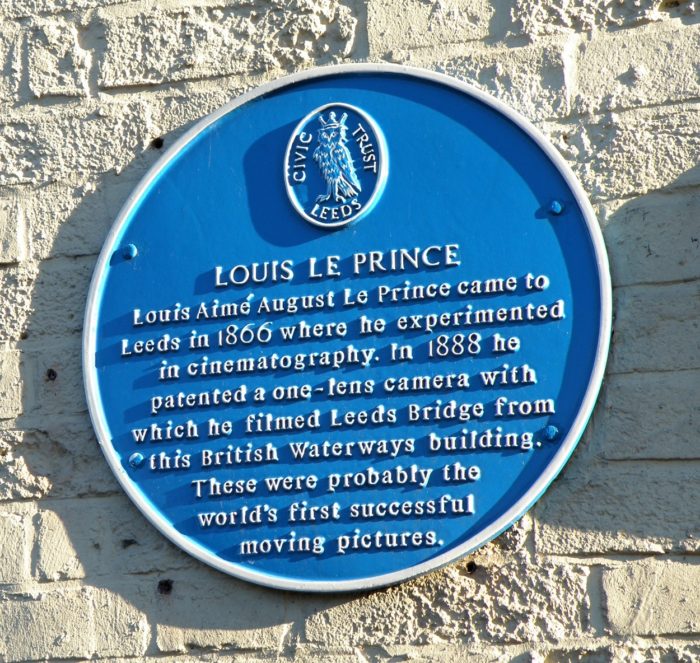 Plaque on a wall in Leeds for Louis Le Prince