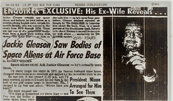 Newspaper clipping of Gleason alien encounter