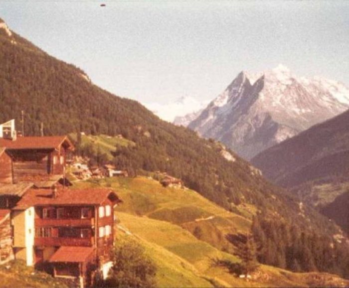 UFO flying over mountains in Switzerland 