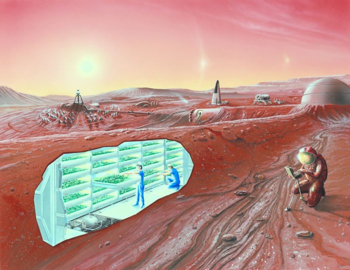 A depiction of a colony on Mars