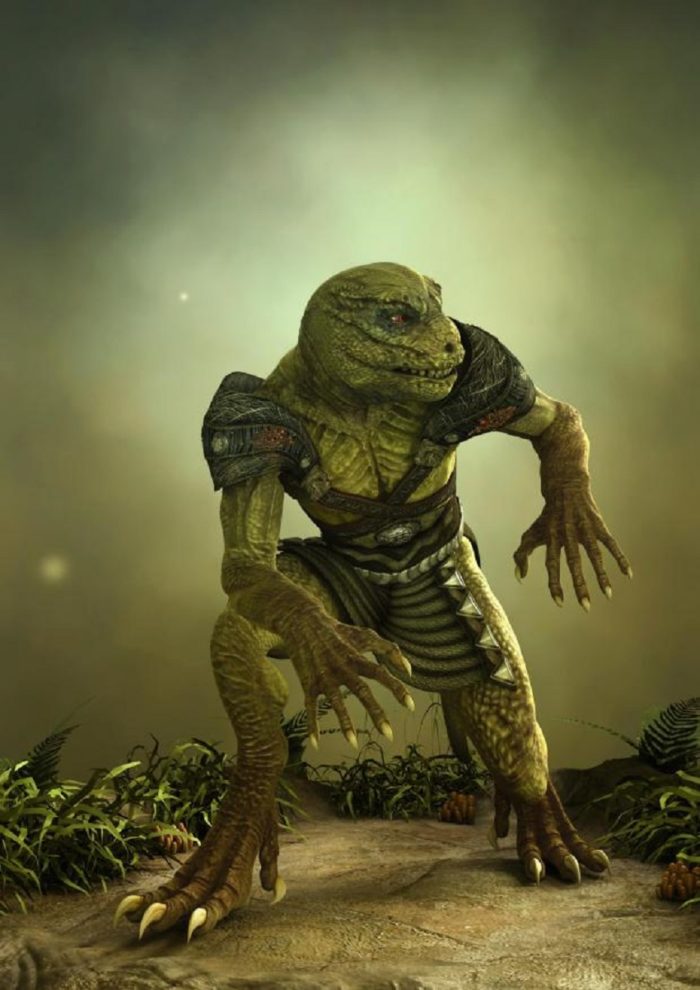 A depiction of a reptilian 