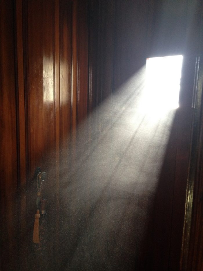 A picture of sunlight coming through a small window