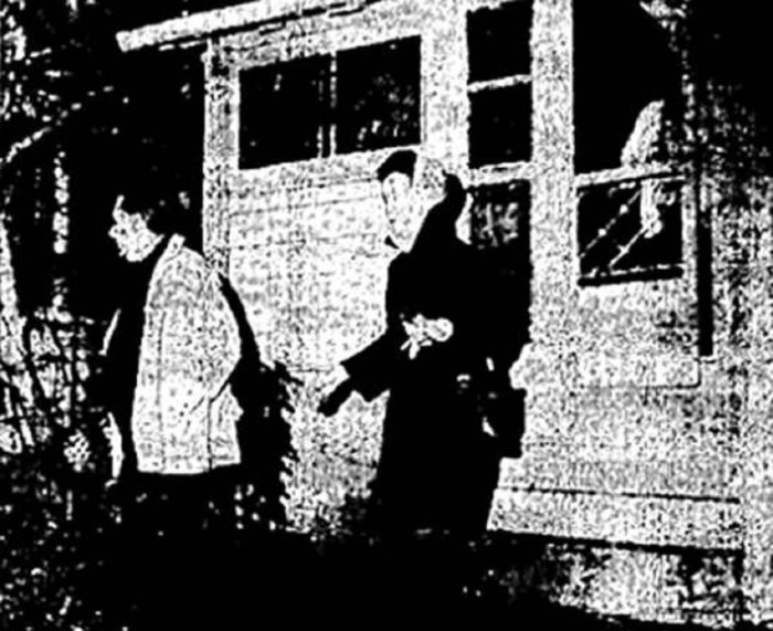 Ed and Lorraine Warren leaving Lindley Street