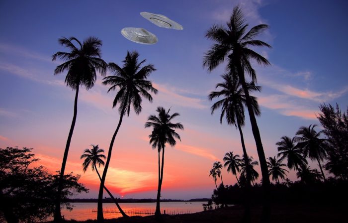 A UFO superimposed over a picture of Sri Lanka