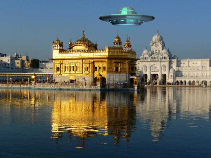 A UFO superimposed over a picture of India