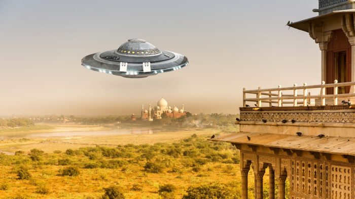 A UFO superimposed over a picture of India