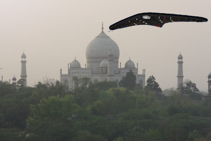 A UFO superimposed over a picture of India