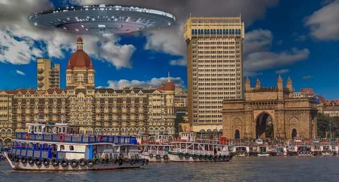 A UFO superimposed over a picture of India