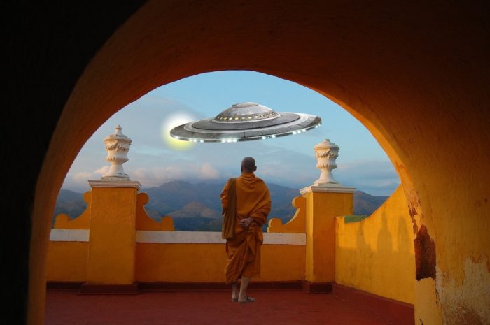 A UFO superimposed over a picture of India
