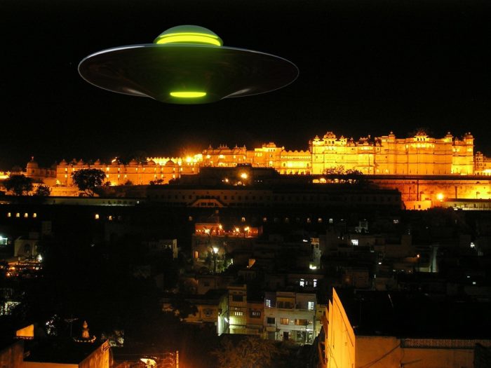 A UFO superimposed over a picture of India