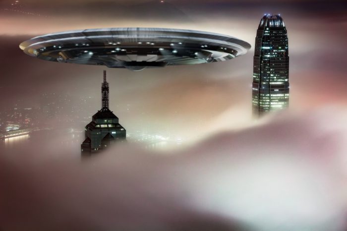 Superimposed UFO over Hong Kong