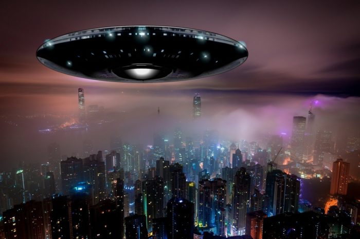 Superimposed UFO over Hong Kong
