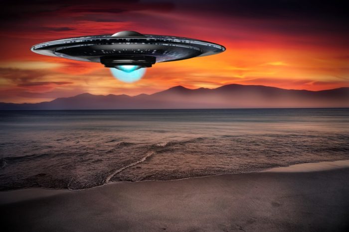 A depiction of a UFO over Spain