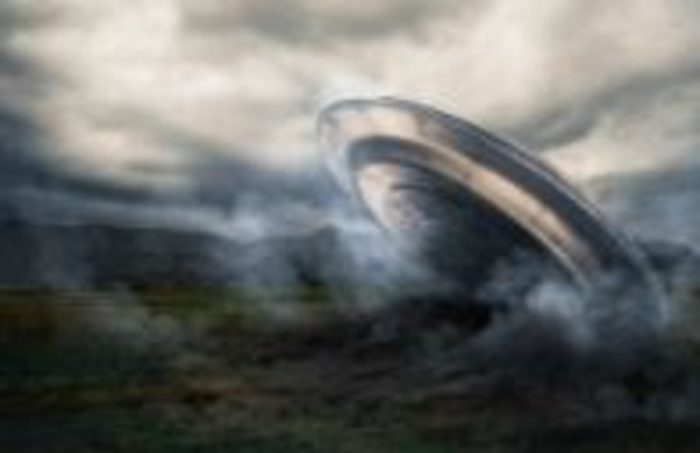 A depiction of a crashed UFO
