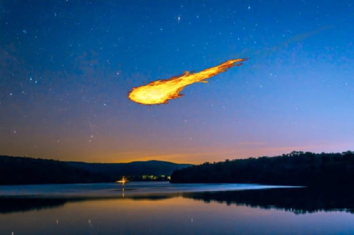 A superimposed fireball over a lake