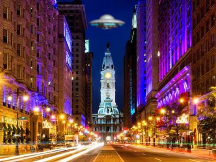 A superimposed UFO over Philadelphia