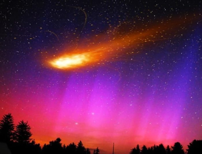 A superimposed fireball in a night sky