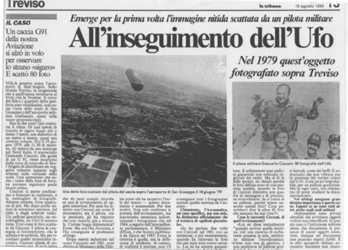 A newspaper clipping of the UFO encounter