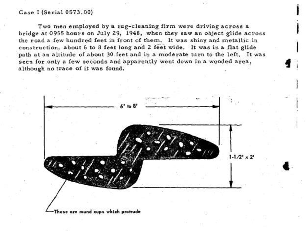 Artist's sketch of the UFO seen by Toney and Huggins