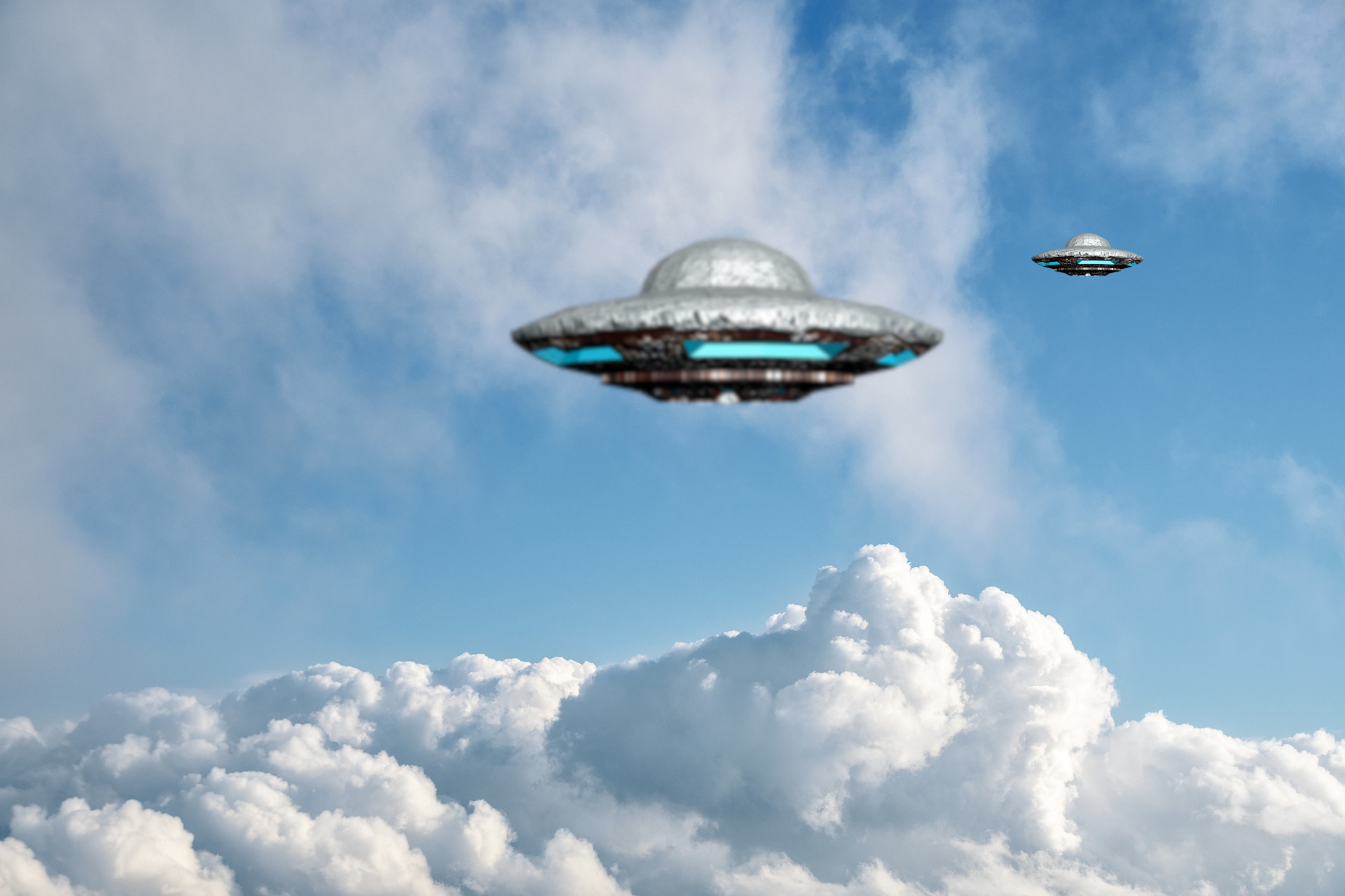 A depiction of a pair of UFOs