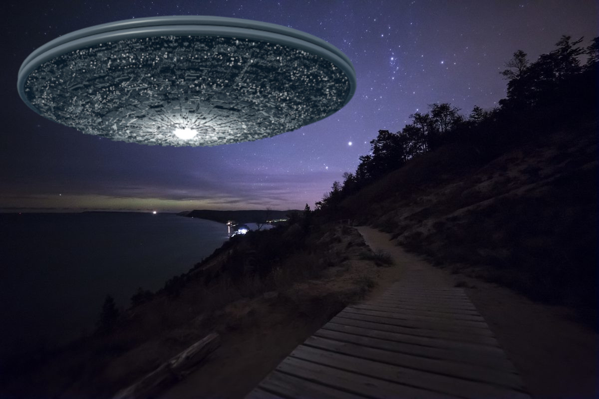 A depiction of a UFO in Michigan