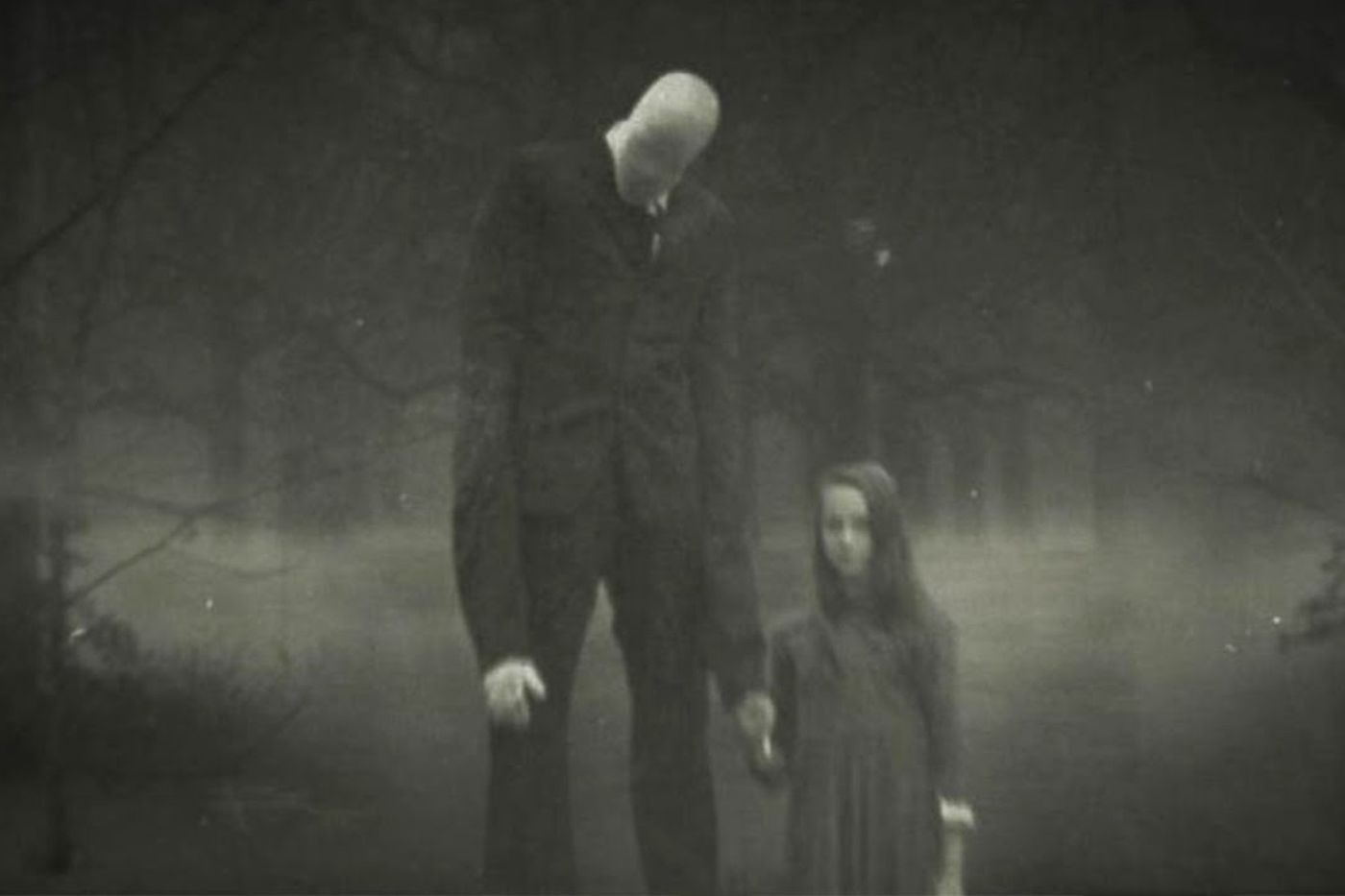 A typical depiction of the Slender Man