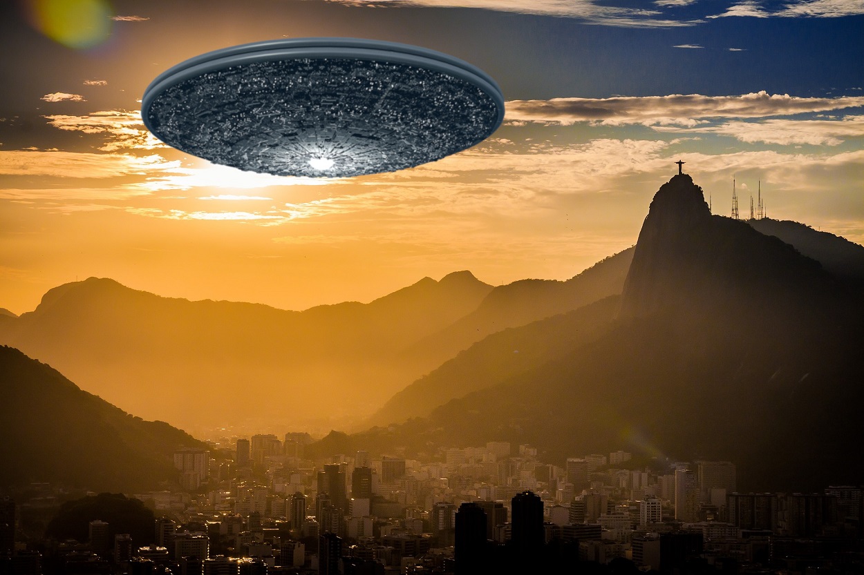 A depiction of a UFO over Brazil