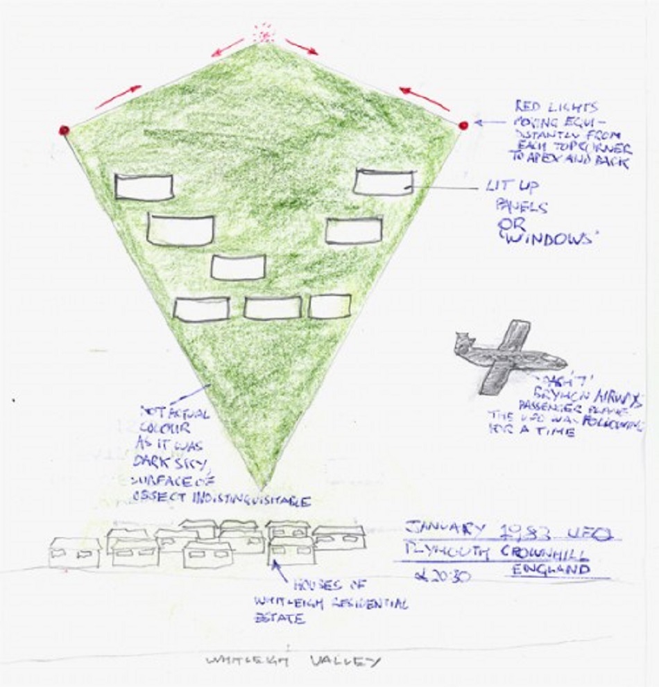 Sketch by the witness of the UFO they witnessed 