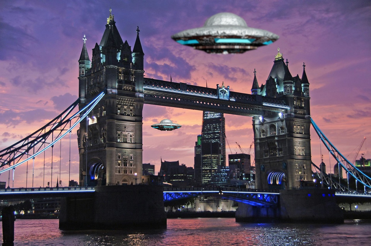 A superimposed UFO of Tower Bridge