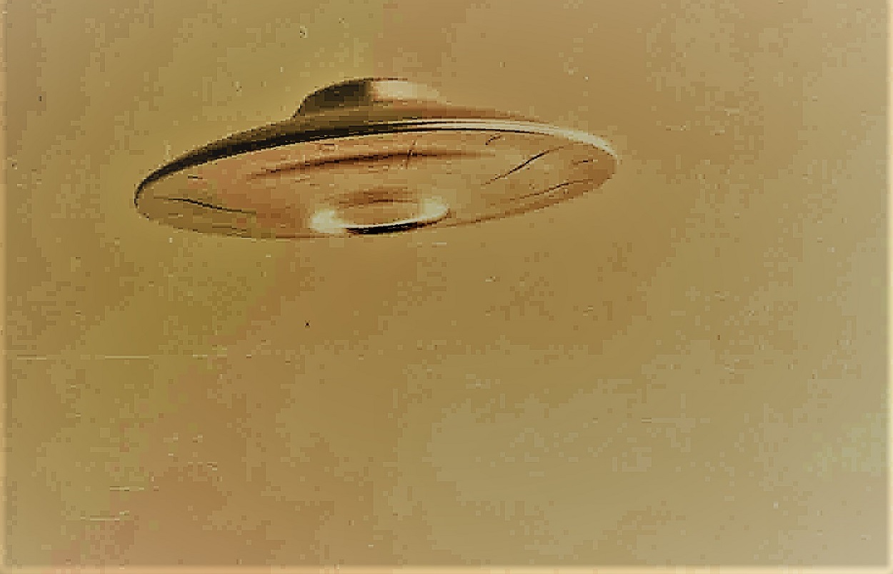 A depiction of a classic flying saucer 