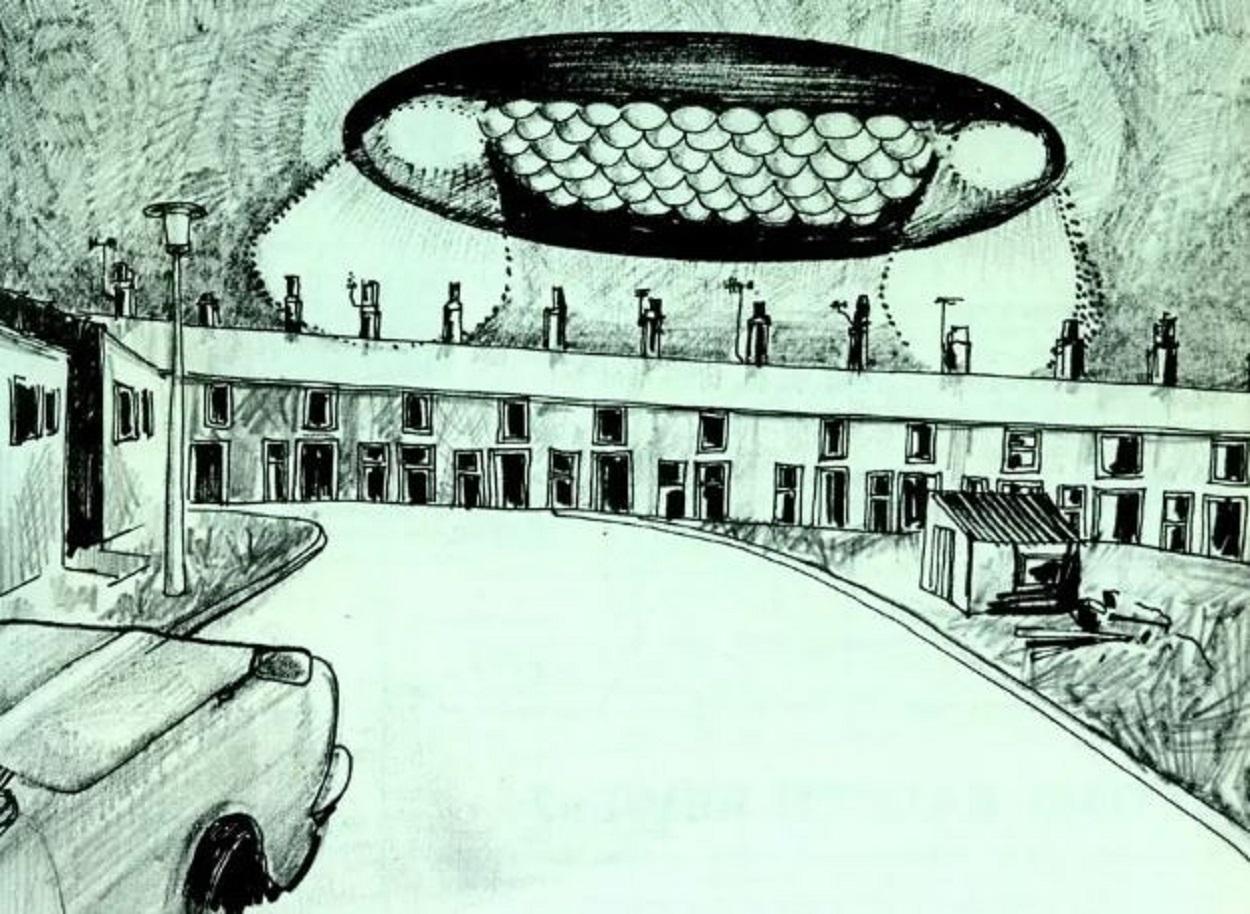 Depiction of the incident in Nelson by Flying Saucer Review