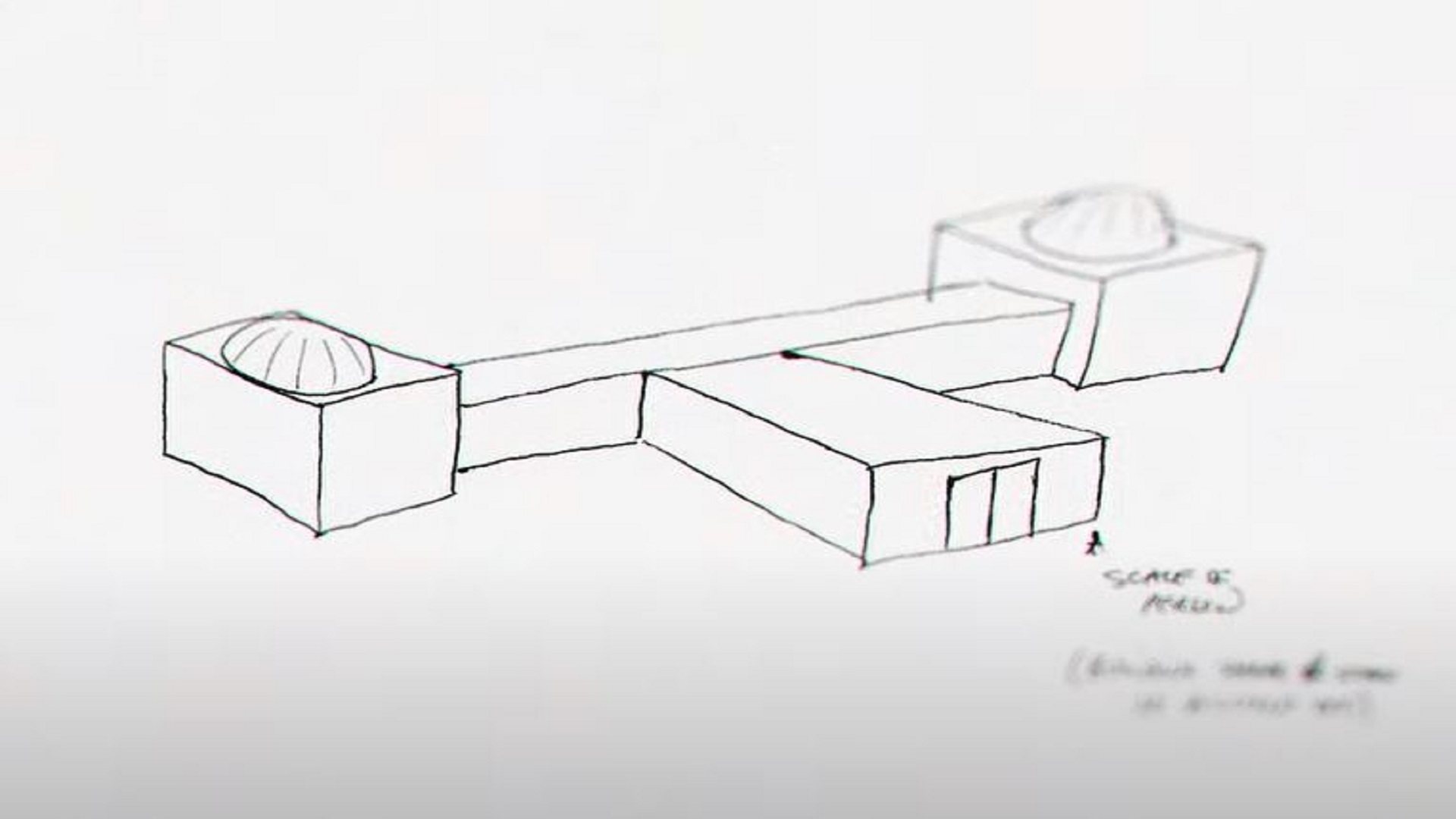 Sketch of the T-Shaped building the witness saw