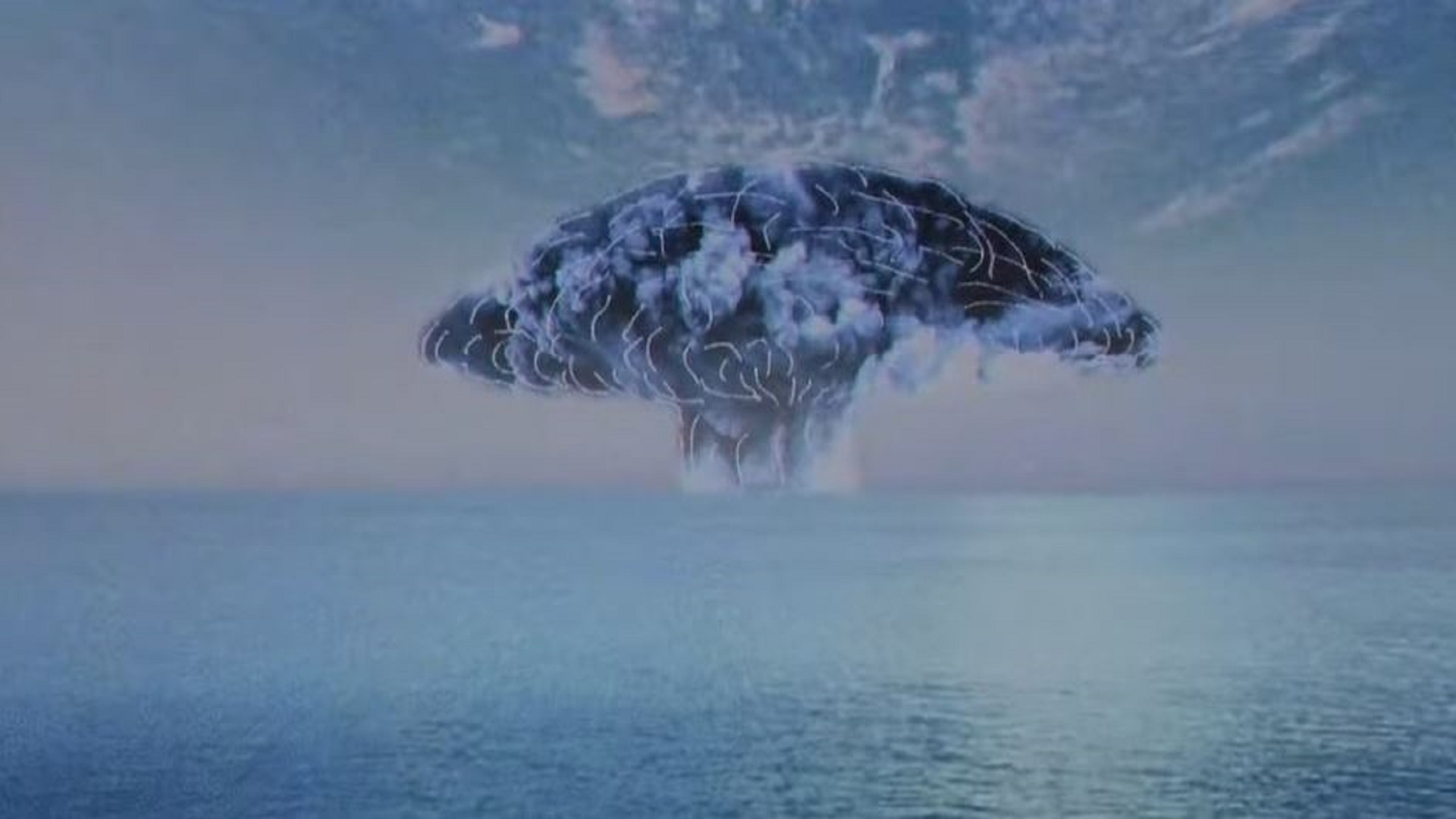Artist's impression of the mushroom cloud witnessed off the coast of Japan